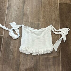 Planet blue tube top with tie straps